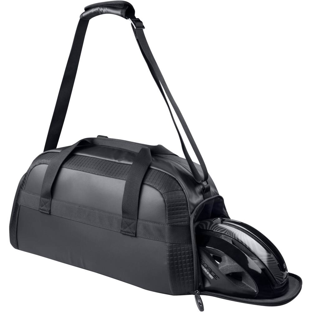 two hand straps<br>waterproof zipper<br>two outer side pockets with zipper<br>large inner pocket for small items<br>2x small inner mesh pockets<br>material: polyester / nylon<br>size: 55x28x24cm<br>volume: 32 l<br>weight: 962 g<br>packed in a polybag