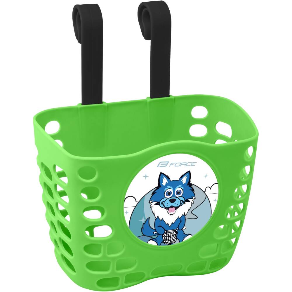 basket on the handlebars with plastic holder<br>length: 120 mm x width: 190 mm x height: 145 mm<br>maximum load: 1 kg<br>material: plastic<br>weight: 186 g