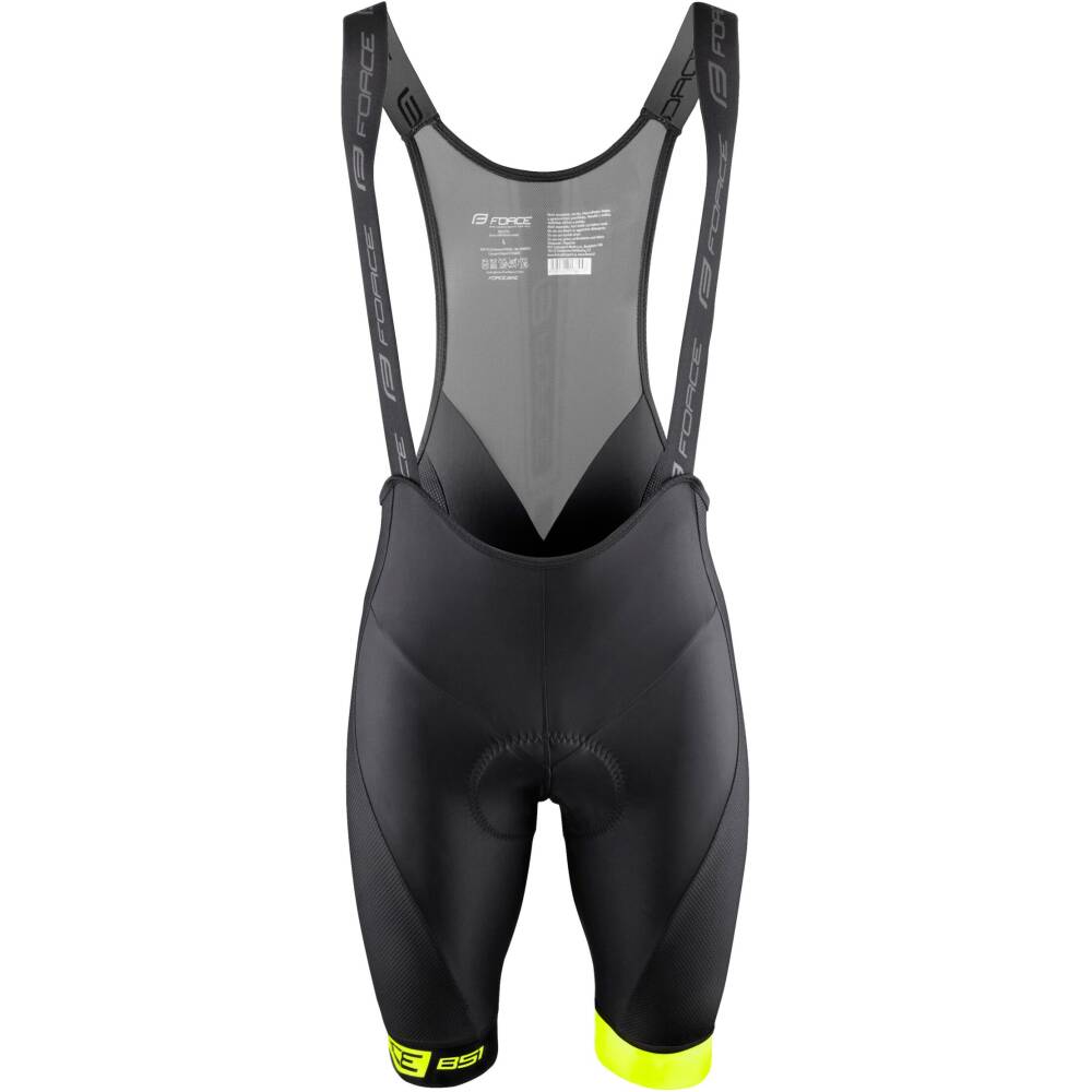 bibshorts with comfortable anatomical pad<br>side panels from soft meshnet for better ventilation<br>elastic lycra leg hems with antislip silicone<br>reflective features<br>material: 82% nylon