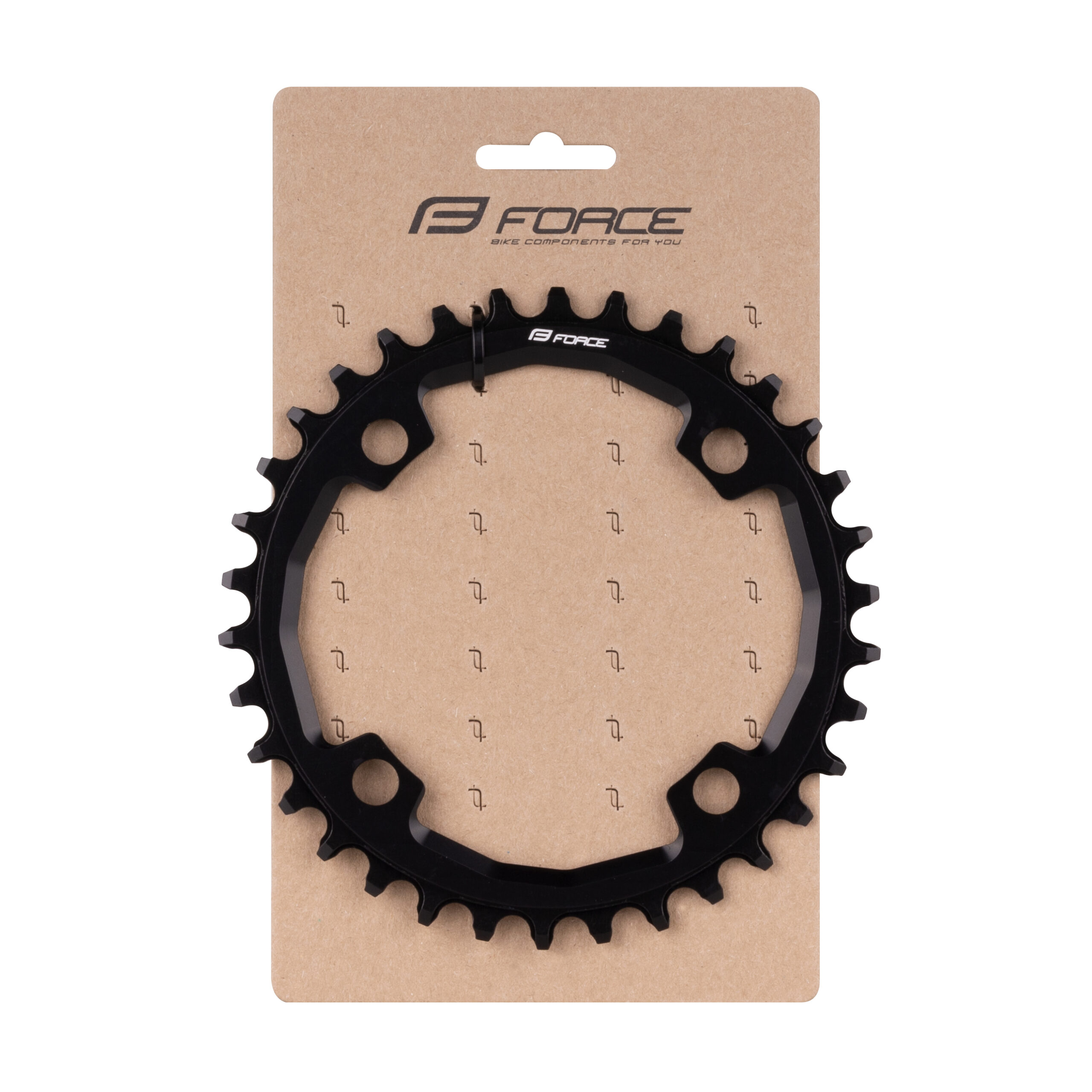 wide teeth) prevents the chain from fallingchainring is designed for 10 - 11 -12 speed systemsfinish: black anodizedmaterial: AL 7075BCD - bolt circle diameter – pitch of mounting bolts - 4 bolt: 104mm - distance between axles of opposite holestooth nr.: 34weight: 53gMADE IN CZECH REPUBLIC