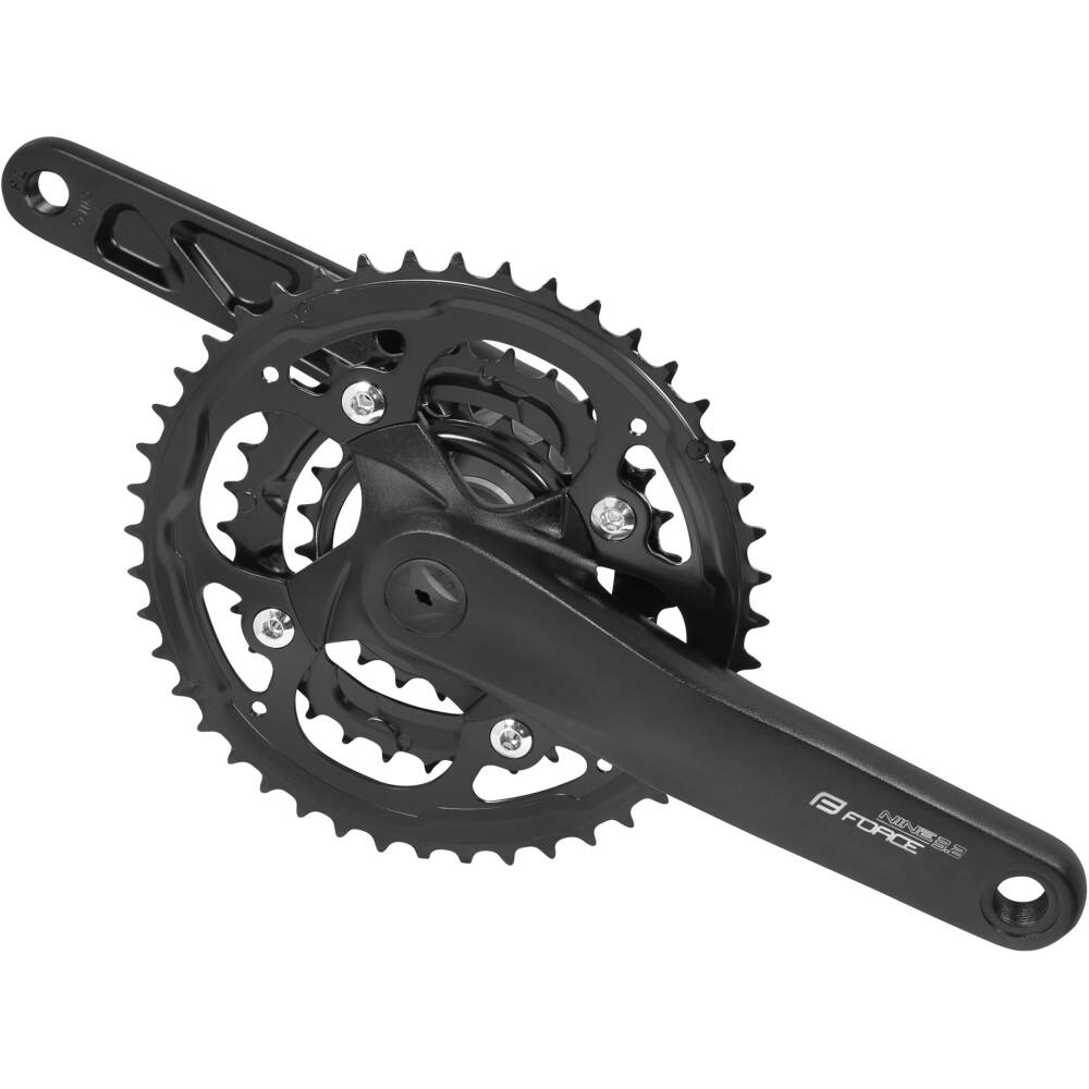 MTB crank set for 9 speed cassette<br>Steel chain rings 44/32/22t  replacable/riveted<br>designed for square tapered bottom bracket<br>recommended bottom bracket length: 122