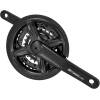 MTB crank set for 8/7/6 speed cassette<br>NON-replaceable black steel chainrings 42/34/24t<br>repleacable black plastic chain guard<br>designed for square tapered bottom bracket<br>recommended bottom bracket length: 120 mm<br>chain line: 47