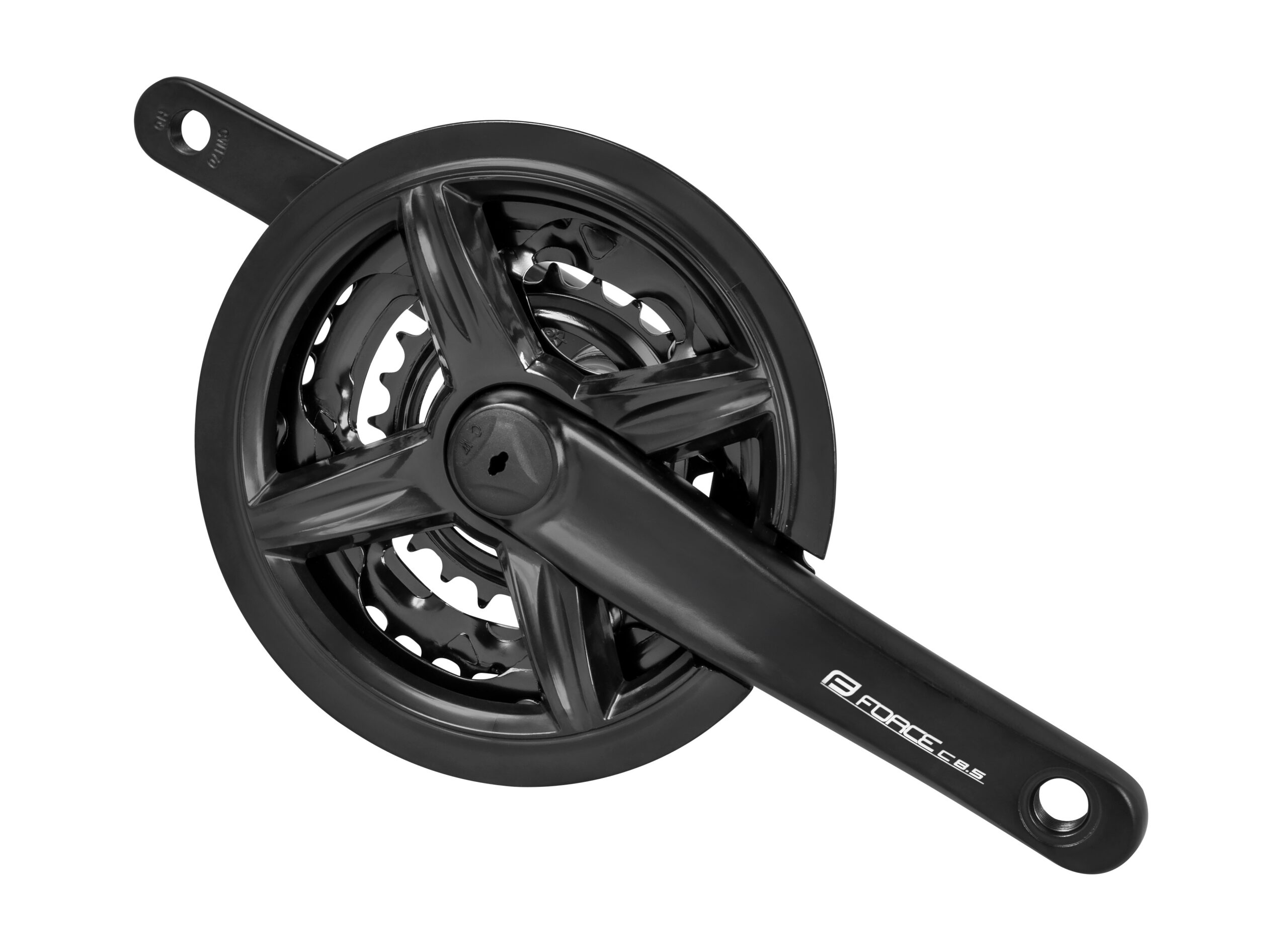 MTB crank set for 8/7/6 speed cassetteNON-replaceable black steel chainrings 42/34/24trepleacable black plastic chain guarddesigned for square tapered bottom bracketrecommended bottom bracket length: 120 mmchain line: 47