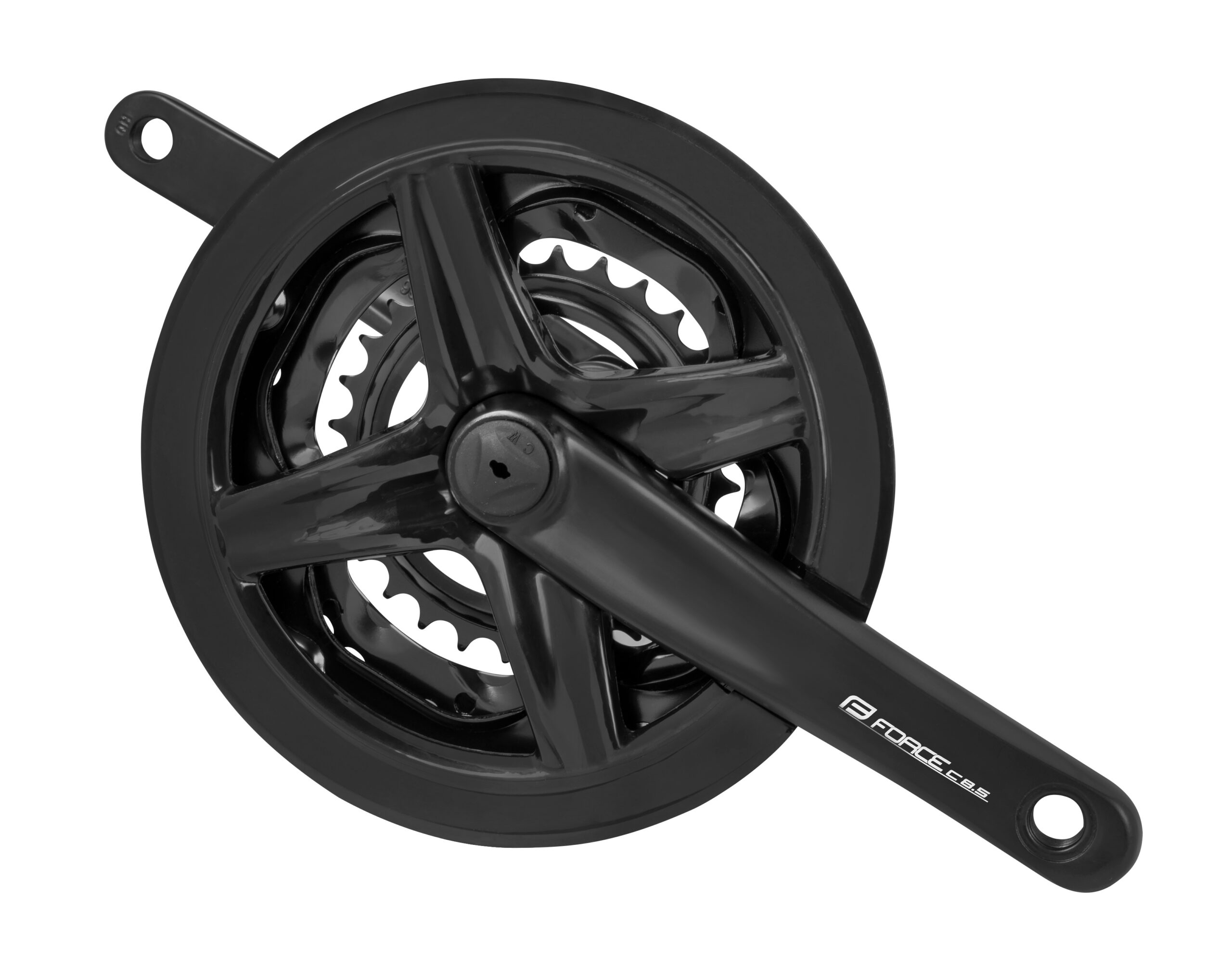 MTB crank set for 8/7/6 speed cassetteNON-replaceable black steel chainrings 48/38/28trepleacable black plastic chain guarddesigned for square tapered bottom bracketrecommended bottom bracket length: 120 mmchain line: 47