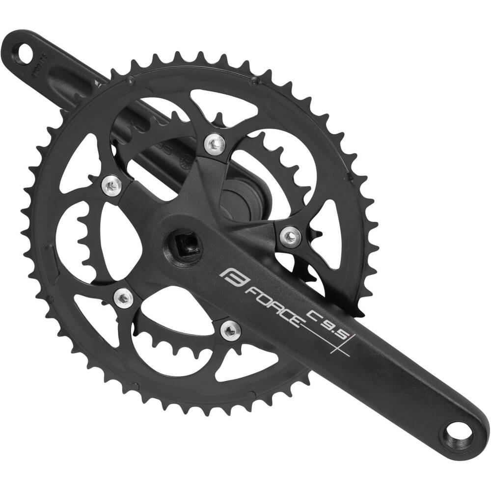 road double cranks for 9 speed cassette<br>Steel chain rings 50/34t  replacable<br>designed for square tapered bottom bracket<br>recommended bottom bracket length: 110