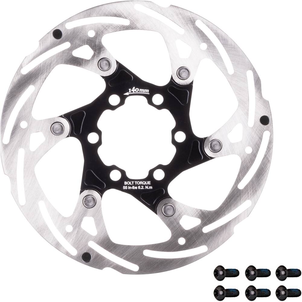 diameter of the disc brake rotor: 140 mm<br>6 bolt attachment<br>with torx screws<br>with wear-out indicator<br>material of carrier: aluminium 7075 <br>material: stainless steel 410<br>weight: 107 g<br>packed in polybag