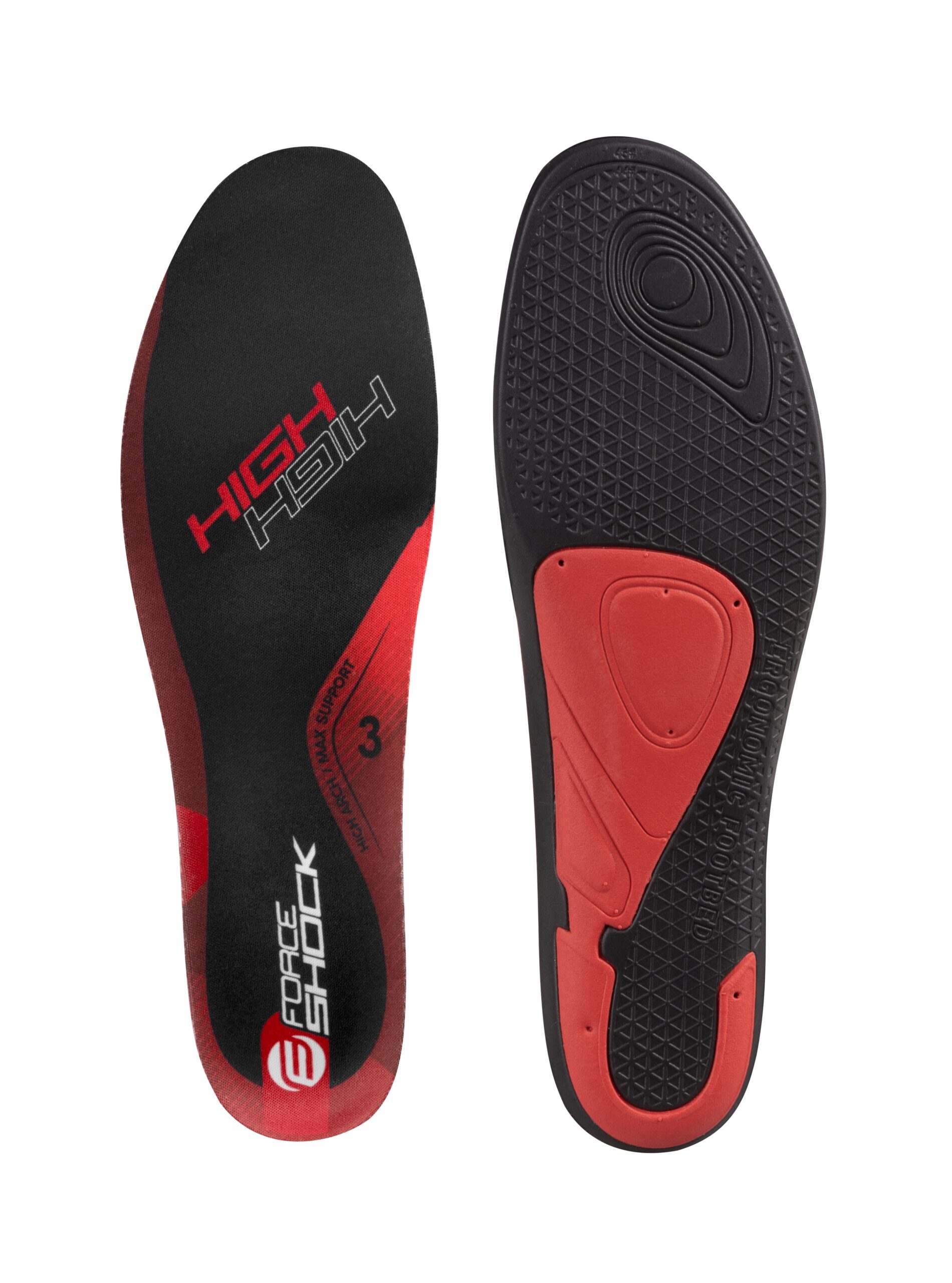 high-quality and comfortable footbedsergonomically designed RED = high support for cyclists with high archcorrect choice of support level helps to stabilize the ankle