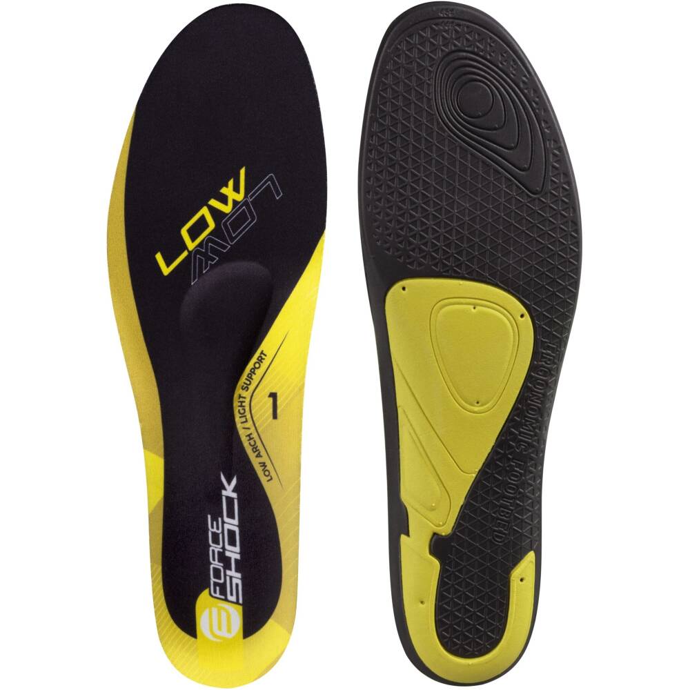 high-quality and comfortable footbeds<br>ergonomically designed <br>YELLOW = low support for cyclists with flat arch<br>correct choice of support level helps to stabilize the ankle
