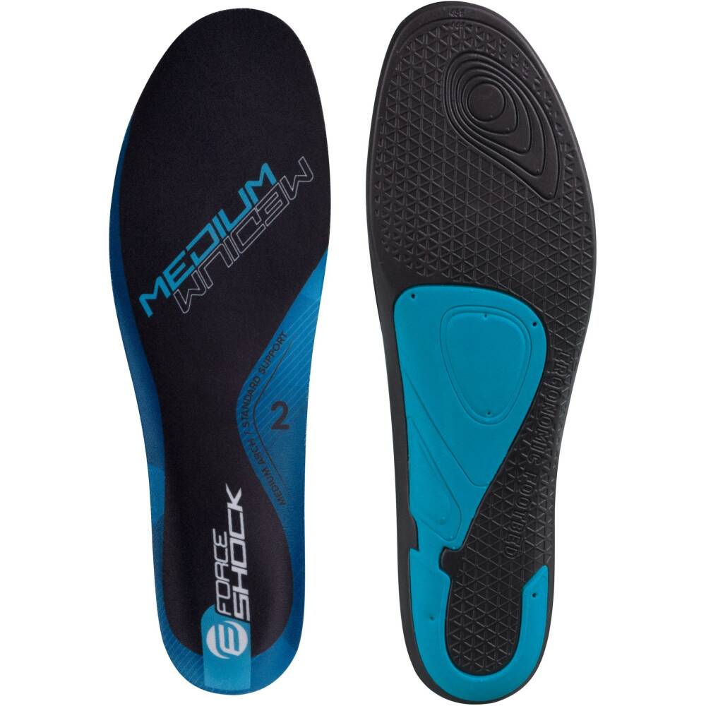 high-quality and comfortable footbeds<br>ergonomically designed <br>BLUE = medium support for cyclists with slightly raised arch<br>correct choice of support level helps to stabilize the ankle