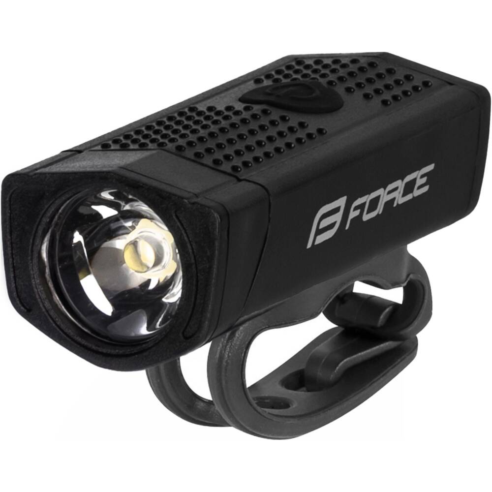 1x LED 300LM<br>3 functions: lighting high/standard + flashing<br>universal elastic silicone holder for handlebar 22