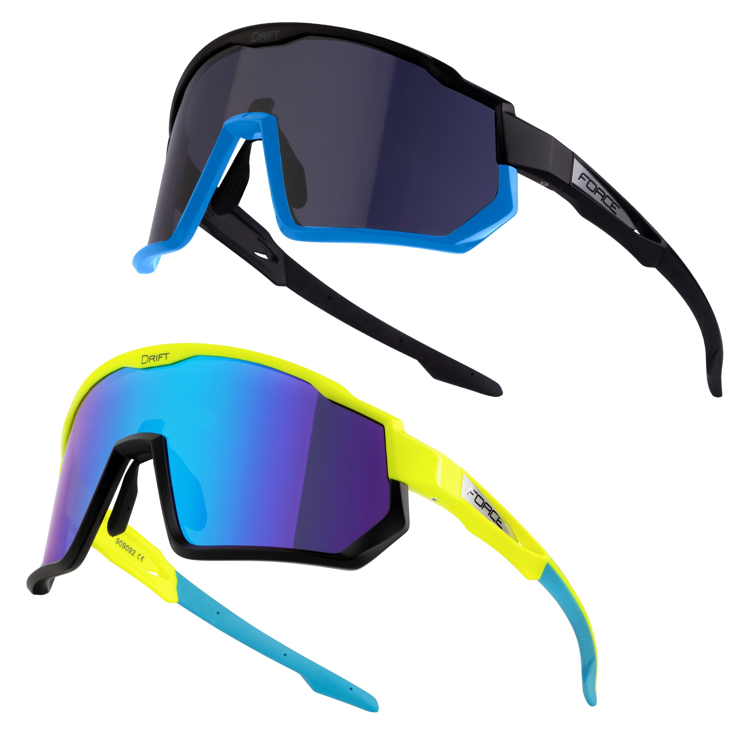 SPECIAL OFFER WHILE STOCKS LASTset consists 2 pcs (black-blue and fluo-black FORCE DRIFT sunglasses)polycarbonate lens