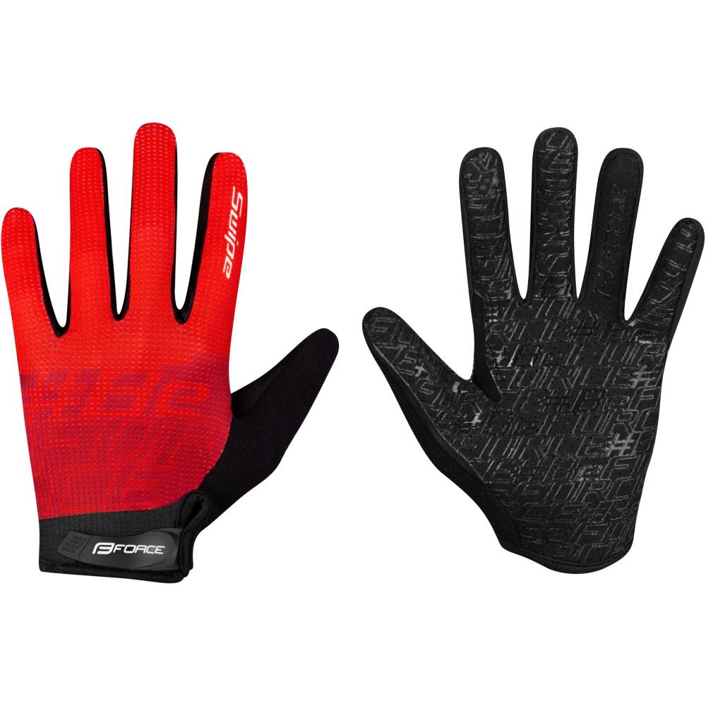 whole finger cycling gloves for MTB<br>velcro fastening<br>outer thumb side from soft terry for wiping the nose<br>perforated artificial leather on palm for better ventilation<br>upper side from breathable mesh<br>temperature rating +15 °C and above<br>material: 40% polyester
