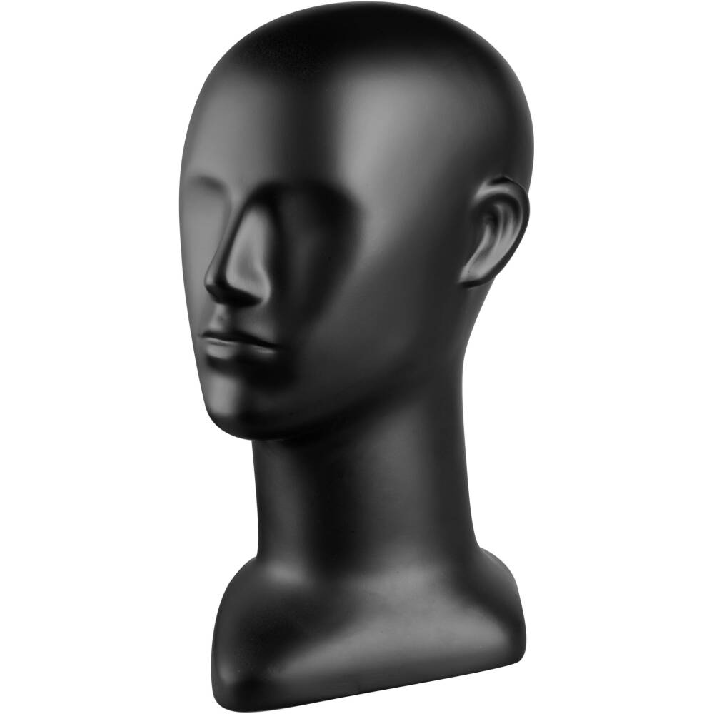 head mannequin with face<br>black matt<br>material: glass fiber<br>weight: 2 kg<br>