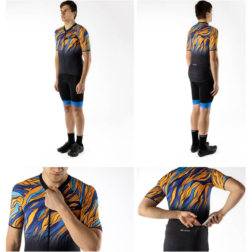 3 rear pockets<br>elastic rubber hem with anti-slip silicone<br>reflective features