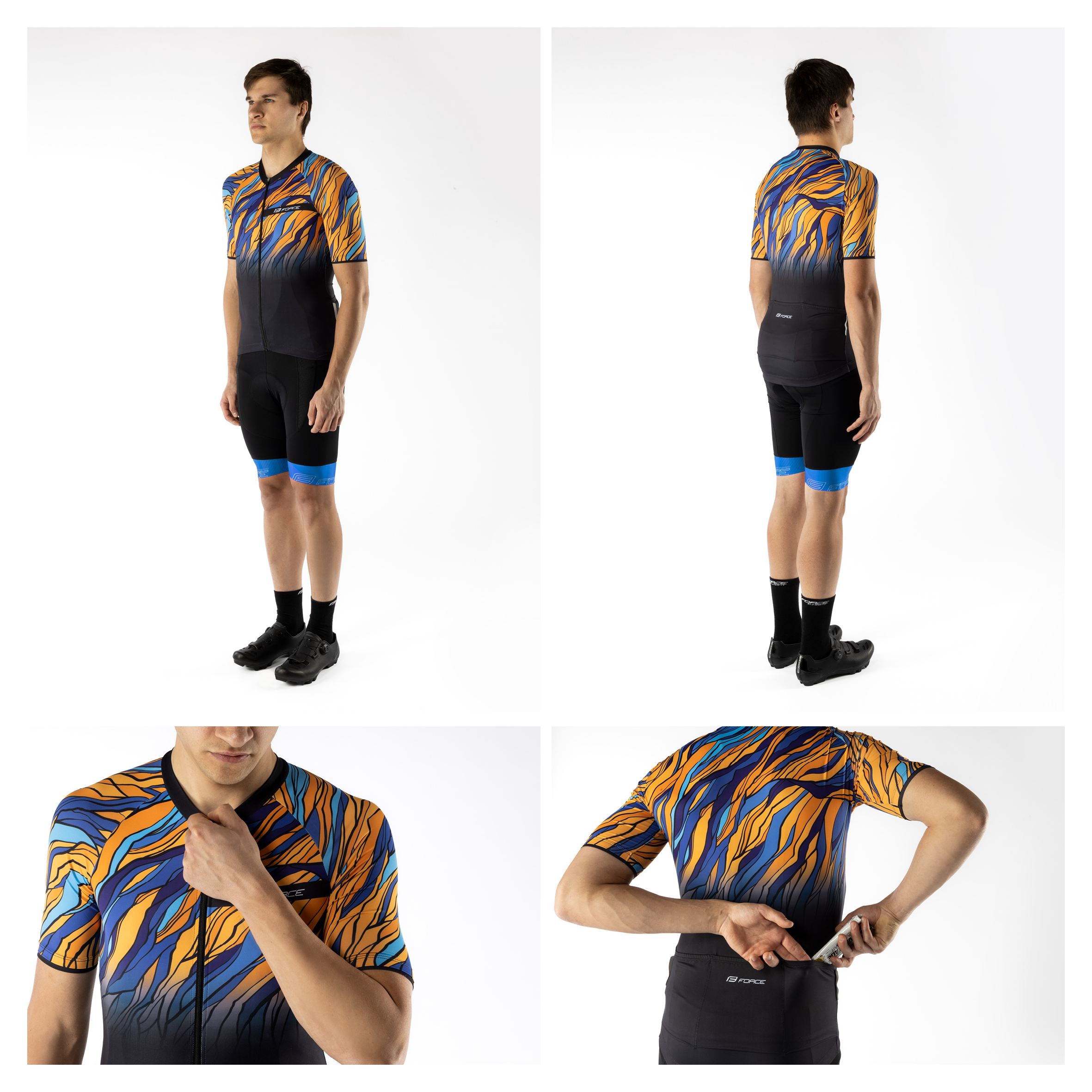 3 rear pocketselastic rubber hem with anti-slip siliconereflective features