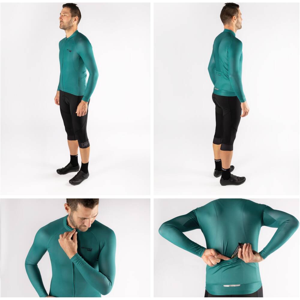 3 rear pockets<br>elastic rubber hem with anti-slip silicone<br>reflective features