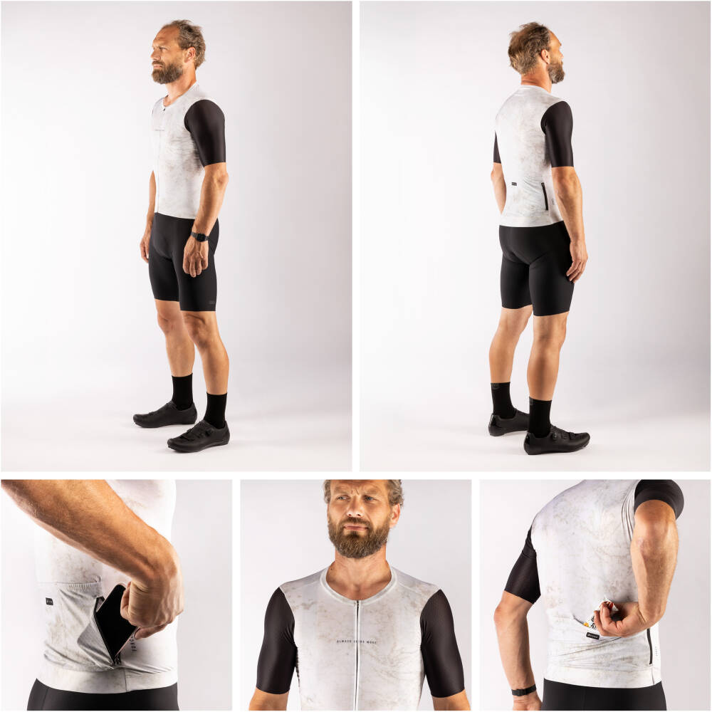 soft material that fits perfectly on the body and ensures maximum comfort even on longer rides. Extended sleeves finished with raw-cut technology and a high-quality YKK zipper underline its premium craftsmanship. The practical three back pockets are complemented by a waterproof zipped pocket for safe storage of valuables.<br><br><br>full length zip fastening