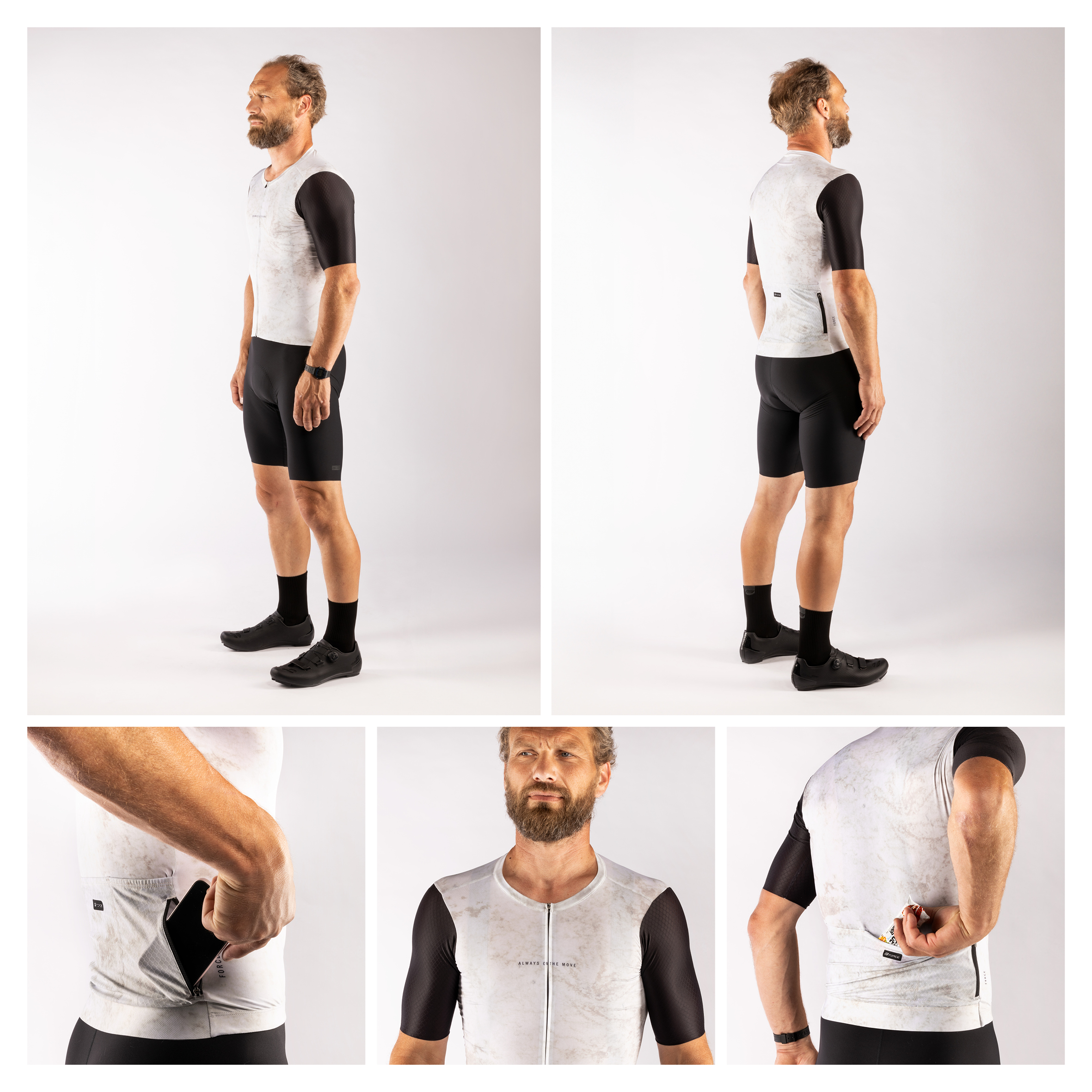 soft material that fits perfectly on the body and ensures maximum comfort even on longer rides. Extended sleeves finished with raw-cut technology and a high-quality YKK zipper underline its premium craftsmanship. The practical three back pockets are complemented by a waterproof zipped pocket for safe storage of valuables.full length zip fastening