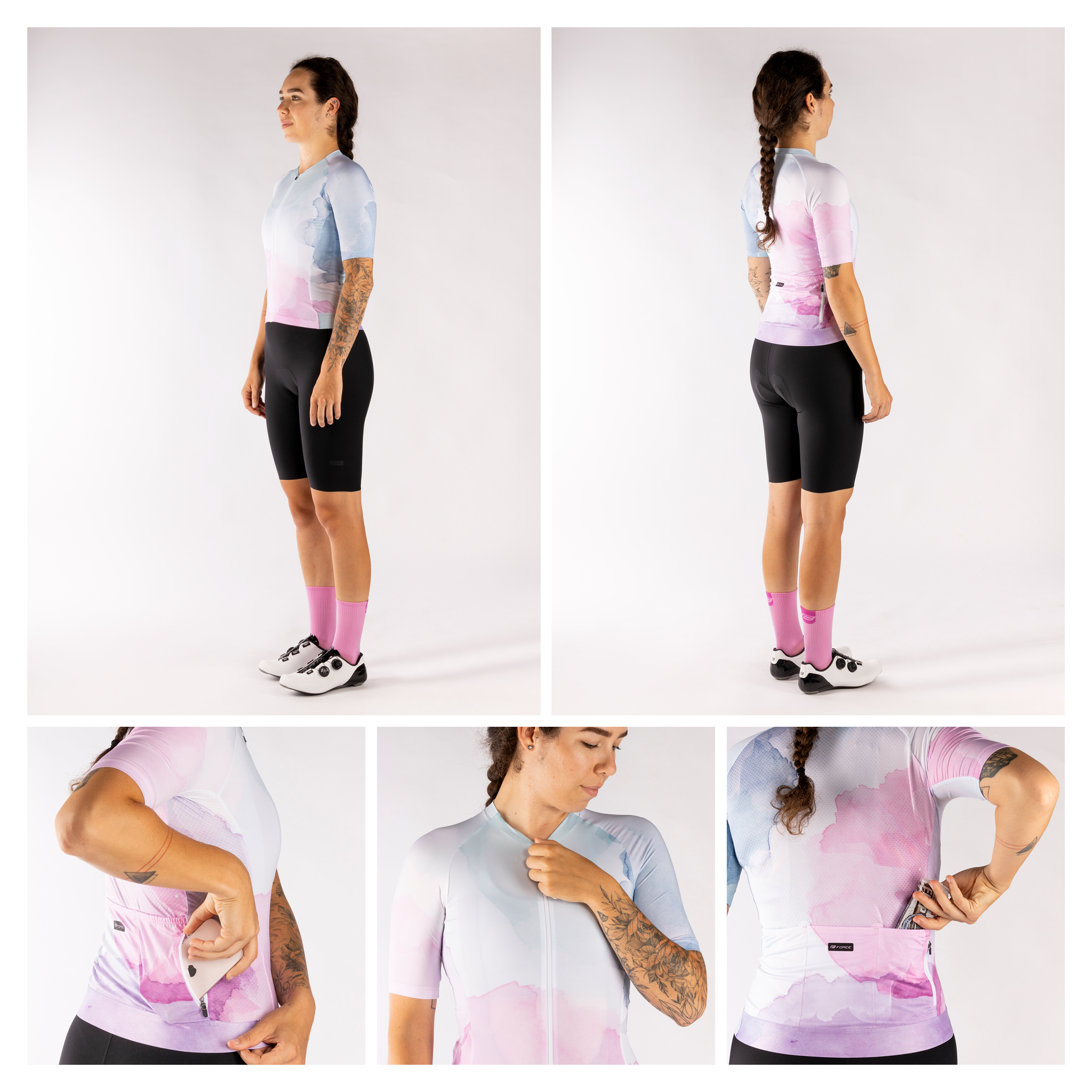 3 rear pockets + 1 zipper water-resistant pocketelastic rubber hem with anti-slip siliconeYKK zippertemperature rating +20 °C and abovematerial: 88% polyester