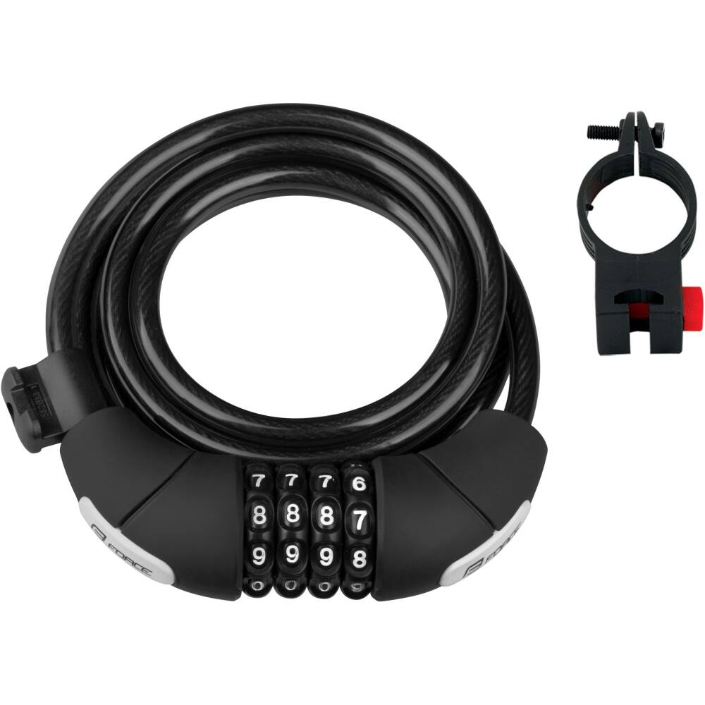 cable spiral code lock FORCE with holder<br>cable length: 180 cm