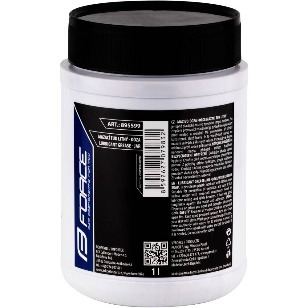 yellow greaser FORCE jar - petroleum with lithium<br>suitable for metal plain and rolling bearings