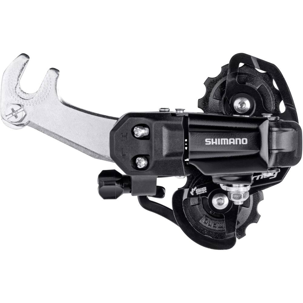 MTB měnič na 6/7 kolo<br>krátké vodítko<br>provedení s hákem<br>nejvetší pastorek 34 zubů<br>nejmenší pastorek 12 zubů<br>rozsah napínání řetězu 20 zubů<br>k sadě TOURNEY<br>baleno v krabičce