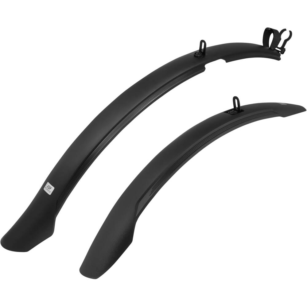 set of very solid mudguards front + rear<br>quite long with bigger/wider paddle of the rear +front mudguard<br>designed for all 24" - 29" wheels (E-BIKE as well)<br>EXTRA MOUNTING - 2 ways of rear mudguard mounting: belt/plastic bracket<br>also suitable for bikes with down swing derailleurs<br>width of mudguard: 65 mm<br>length of front/rear mudguard: 59/83