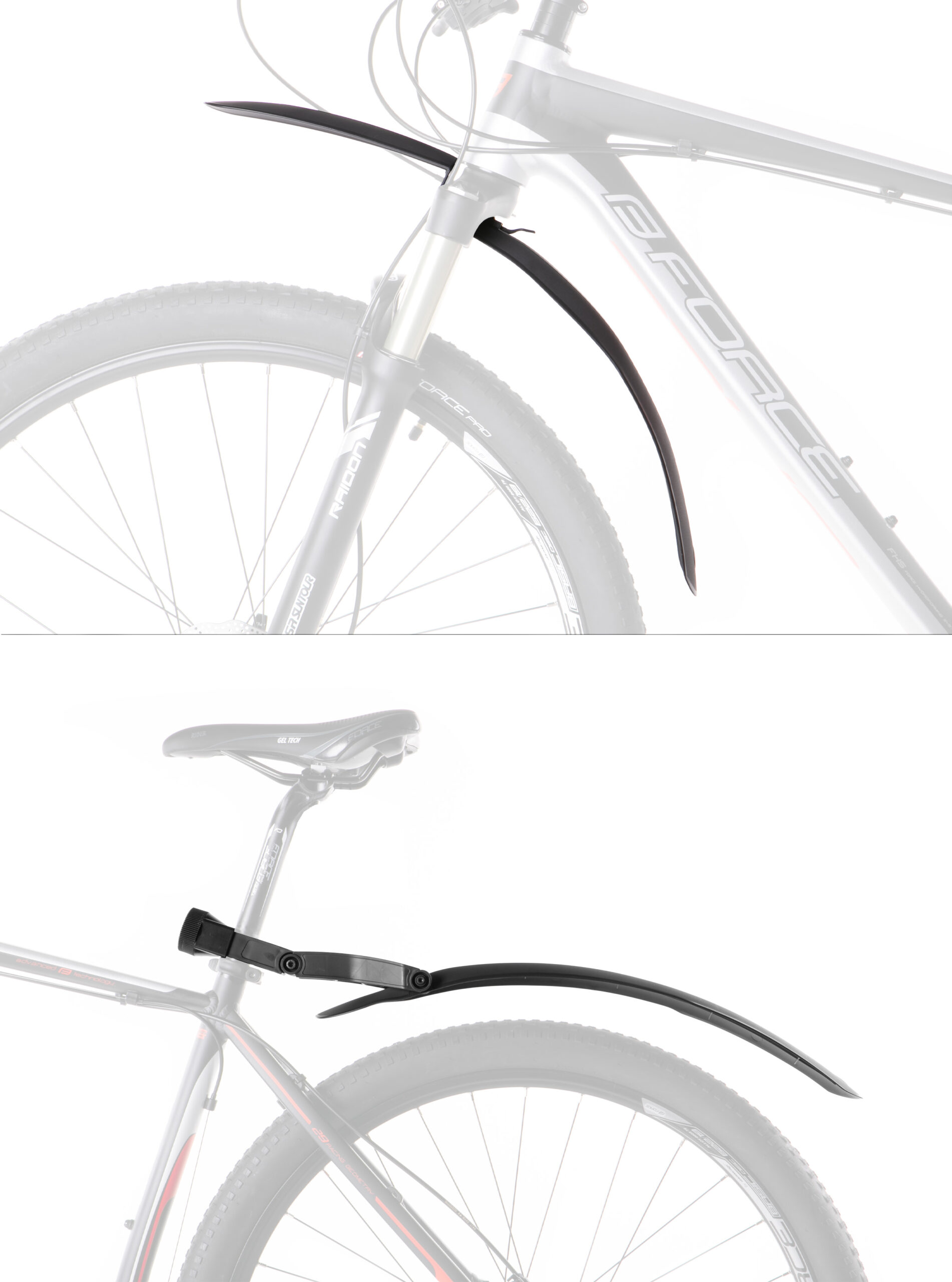 5"/ 29" wheelswith different fork reductions release lever on the bracketmounting on the seatpost with plastic wheel-lockfor suspension forks (inner diameter 21-33 mm)seatpost diameter range: 22 mm - 31