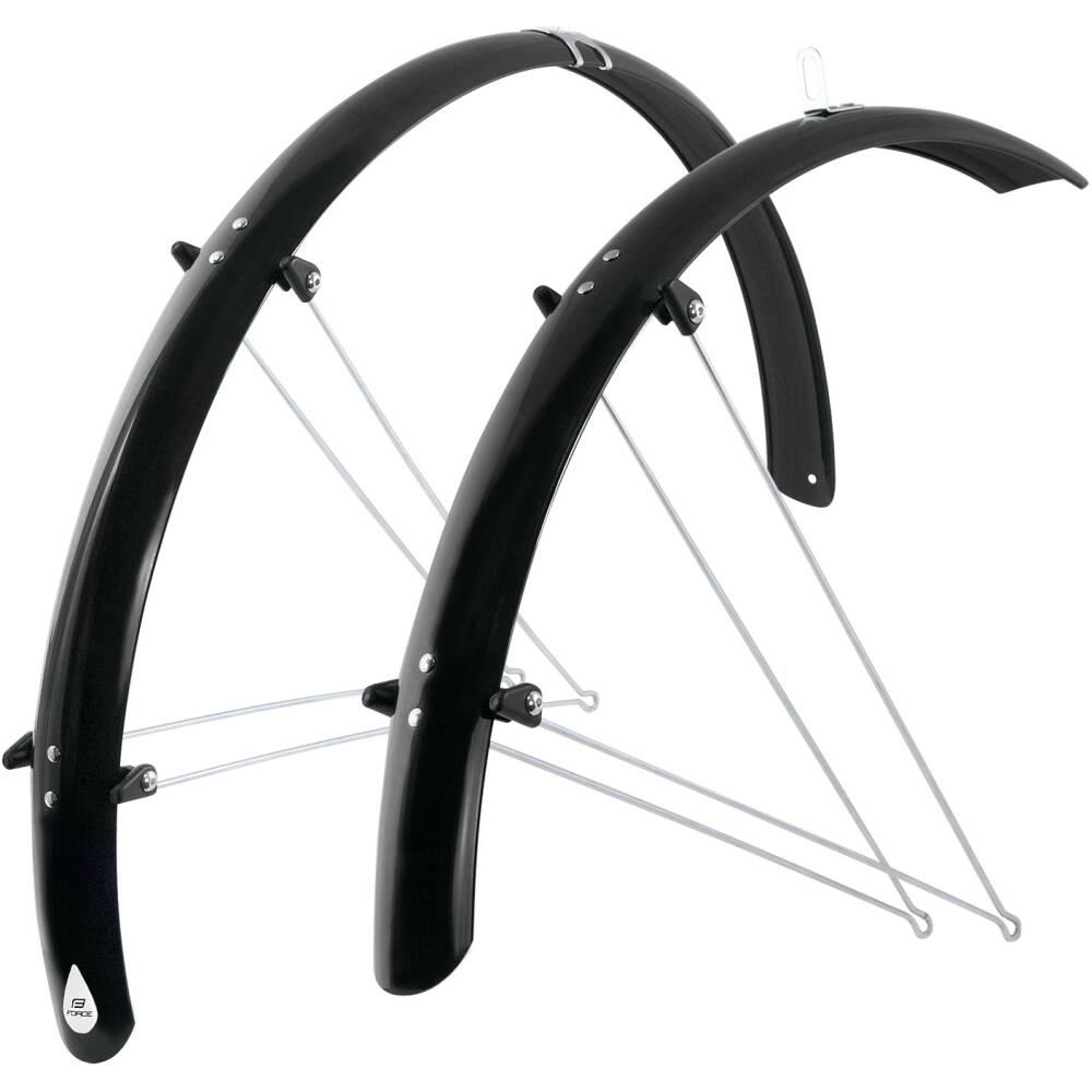 <font color="#ff0000">This product has been discontinued and is replaced by the product with code 8990606.<br></font><br>set of mudguards front + rear<br>designed for 28" TREKKING wheels<br>extended version of article 89906<br>front mudguard length: 670 mm <br>rear fender length: 1130 mm<br>stay length: 370 mm<br>width of mudguard: 48 mm<br>material: PET with two-piece steel brackets<br>weight: 530 g<br>in some cases it is necessary to adjust the length of the struts by shortening<br>packed in polybag<br>made in Italy