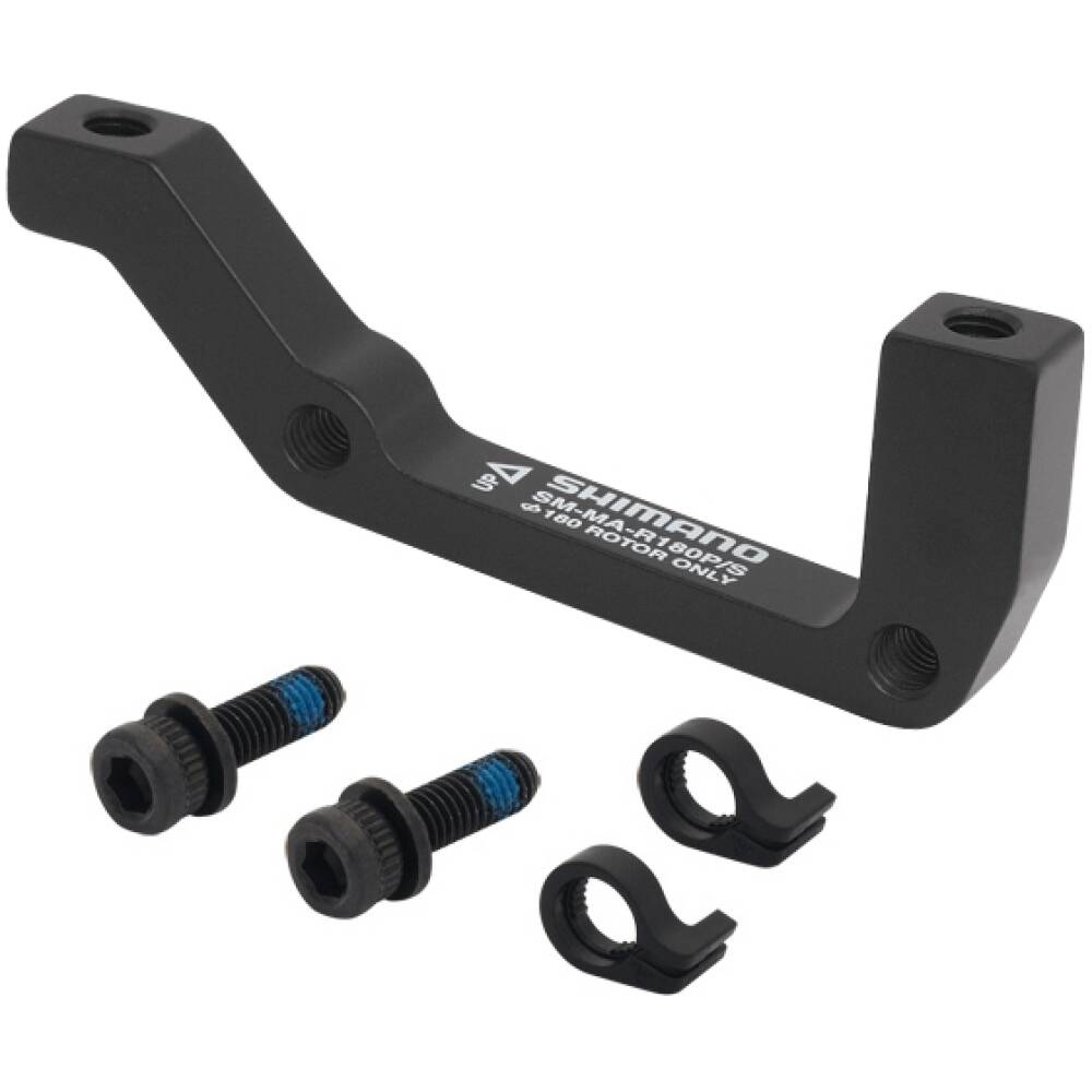 rear adapter for disc brake<br>postmount/ standard<br>designed for disc rotors: 180 mm<br>with 2 hex mounting screws<br>weight: 51 g