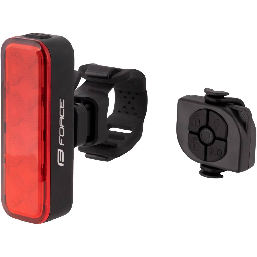 The FORCE ALARM 300 LM rear light is a <font color="#ff0000"><strong>smart rear light with a brake sensor and alarm</strong></font>. It not only enhances your visibility but also improves safety with its integrated brake sensor