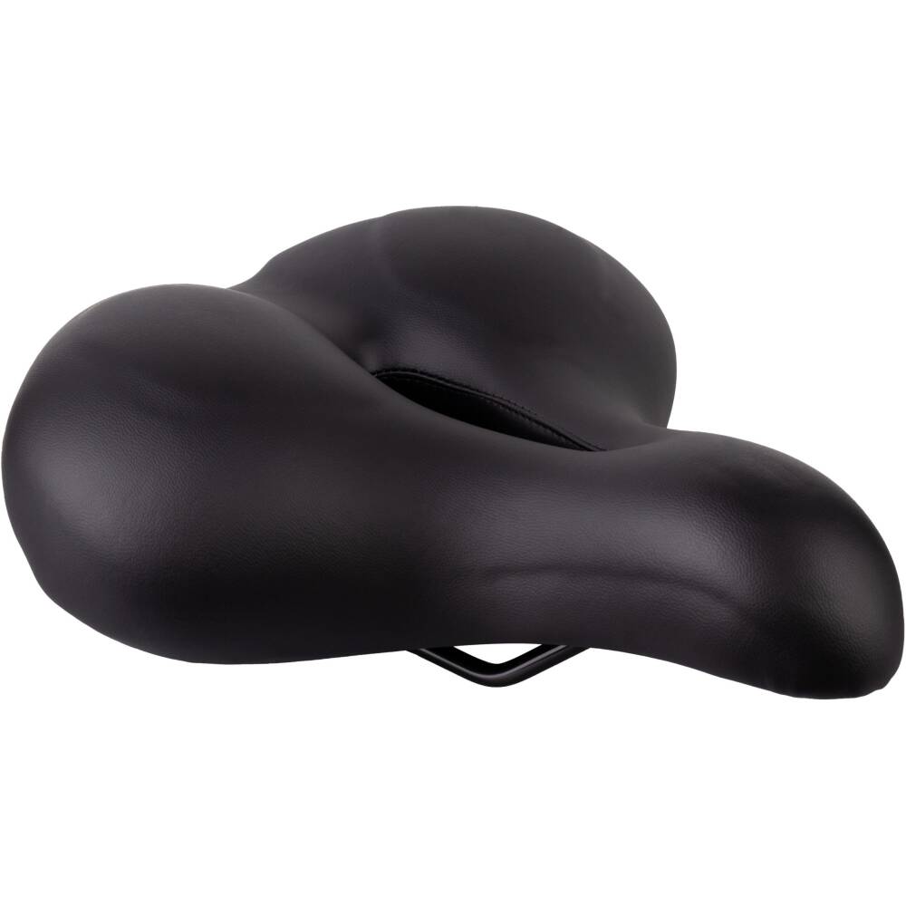saddle with elastomer for suspension and gel insert<br>include seatpost clamp<br>seat platform: PPE<br>steel rails without scale<br>material: artificial leather<br>padding: MEMORY FOAM<br>size: 265 x 245 mm<br>weight: 750 g<br>packed in polybag<br>Made in EU<br>