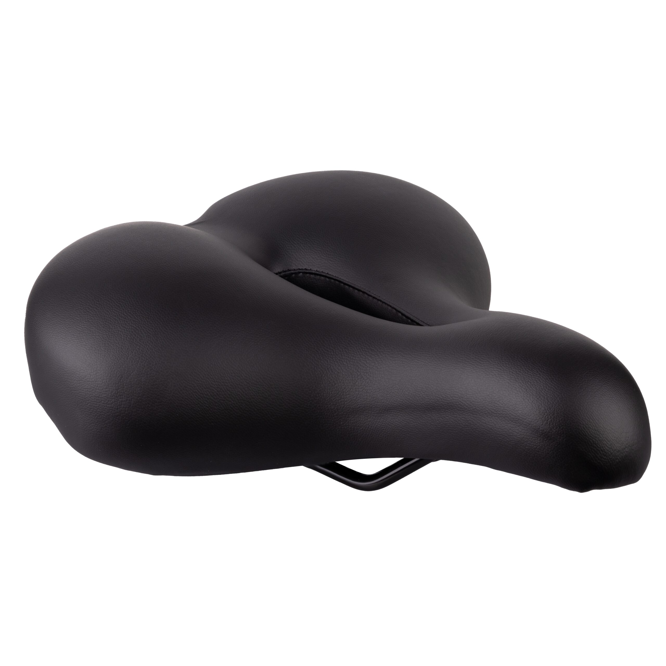 saddle with elastomer for suspensioninclude seatpost clampseat platform: PPEsteel rails without scalematerial: artificial leatherpadding: MEMORY FOAMsize: 265 x 245 mmweight: 776 gpacked in polybagMade in EU