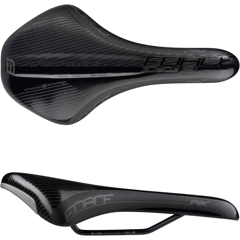 Alternative view of saddle FORCE RIK+ sport, matt black/glossy