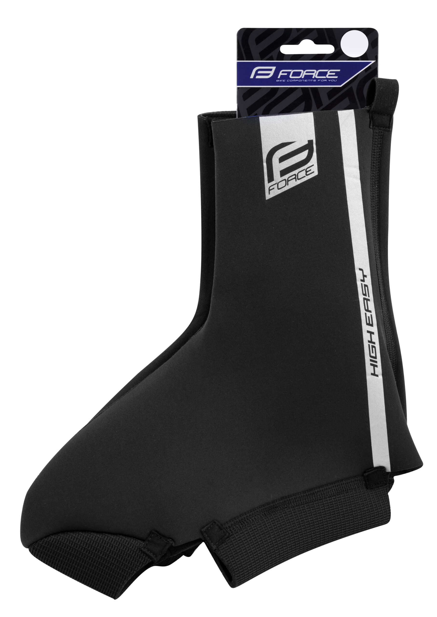 which is given by the high elasticity of the material used.WITHOUT ZIPPER = WITHOUT FASTENING - EXTRA elastic neoprenefor road cycling shoes2 openings on the soleextra elastic neoprenreflective features