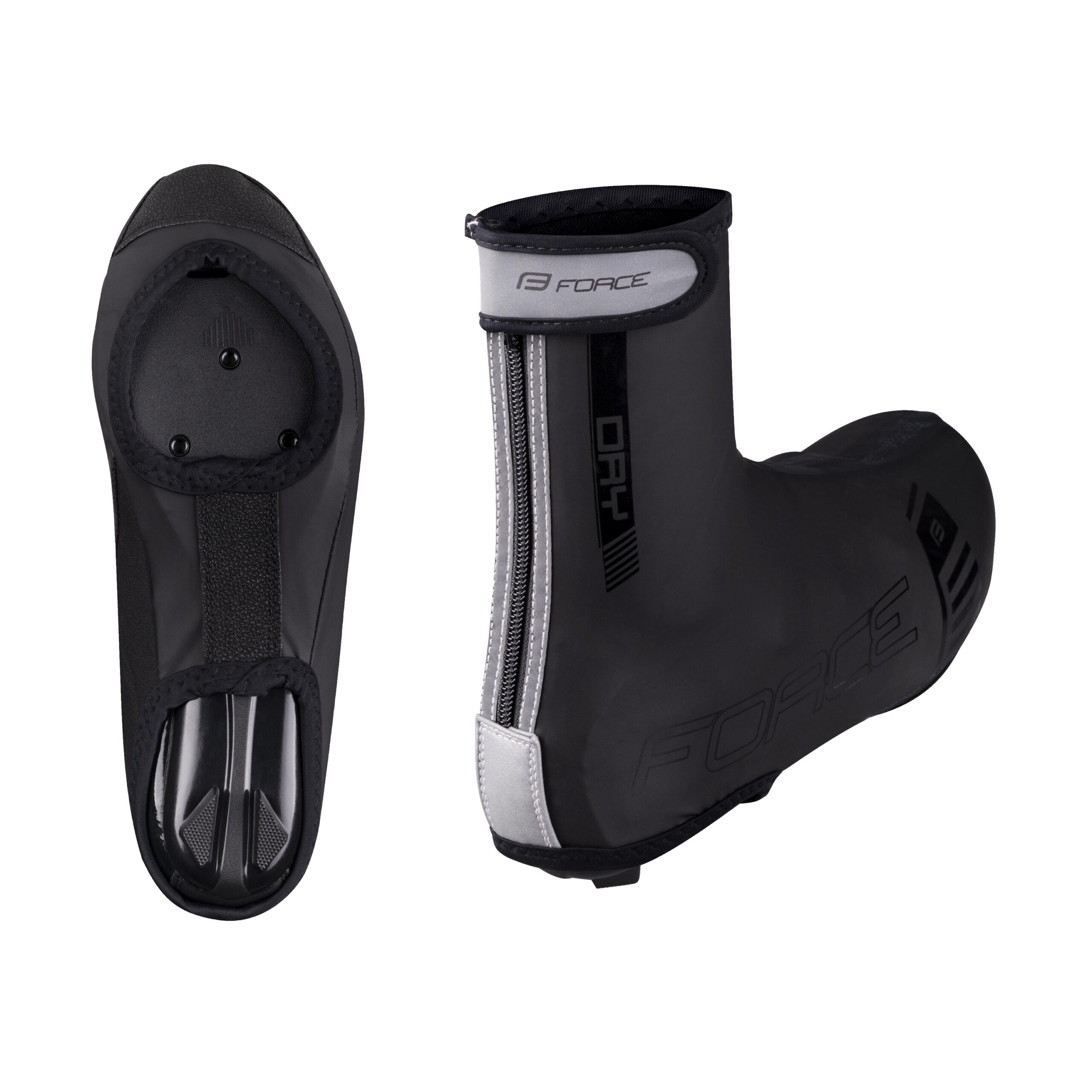 for road cycling shoes2 openings on the solezip fastening on the back side with reflective velcro strappolyurethane warm lycra - windproof and water resistantreinforced front part