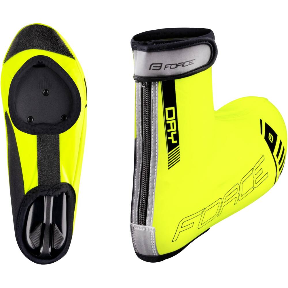 for road cycling shoes<br>2 openings on the sole<br>zip fastening on the back side with reflective velcro strap<br>polyurethane warm lycra - windproof and water resistant<br>center velcro strap on the outsole<br>reinforced front part