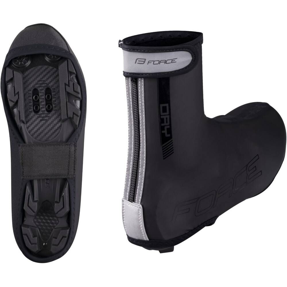 for MTB shoes<br>one big opening on the sole + velcro<br>zip fastening on the back side with reflective velcro strap<br>polyurethane warm lycra - windproof and water resistant<br>center velcro strap on the outsole<br>reinforced front part