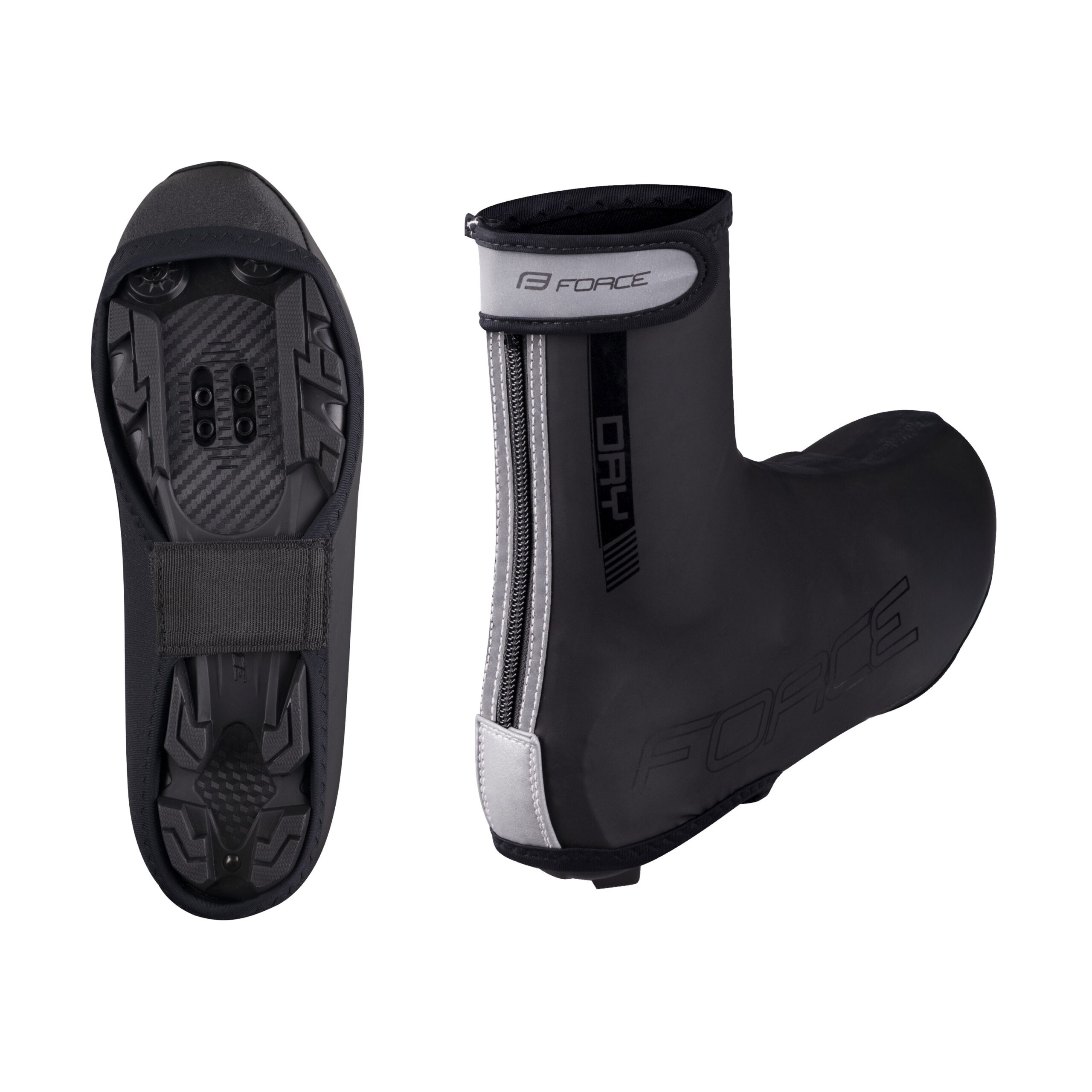 for MTB shoesone big opening on the sole + velcrozip fastening on the back side with reflective velcro strappolyurethane warm lycra - windproof and water resistantcenter velcro strap on the outsolereinforced front part