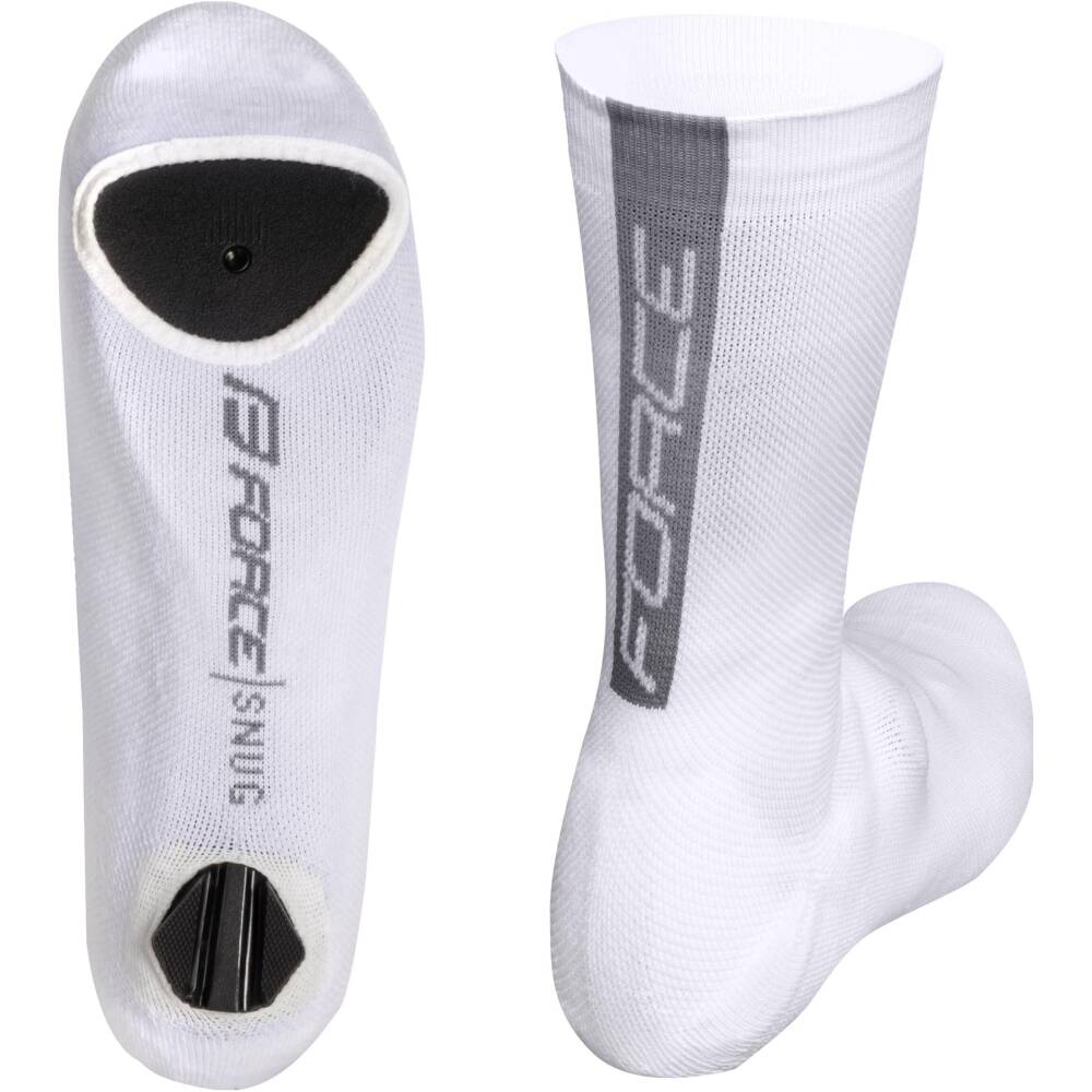 <p>Knitted FORCE cycling shoe covers SNUG for road shoes are made from a lightweight and elastic material that provides both aerodynamics and pleasant thermal insulation for riding in cold weather. The sole features two openings for the heel and cleats