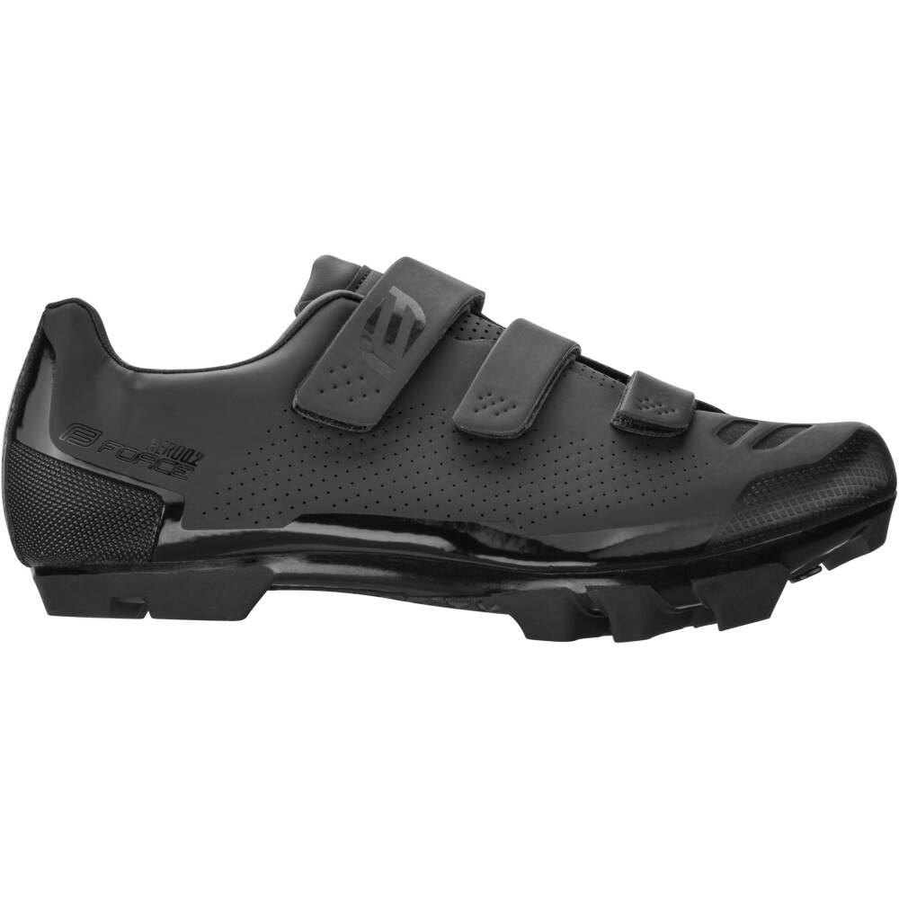 upper part material: synthetic leather<br>outsole: nylon composite<br>stiffness index: 7<br>weight: 345g (1/2 in size 42)<br>fastening with velcro straps<br>reinforced heel and toe part<br>toe part of shoe with rubber - protection for scuff<br>air holes for breathability<br>anatomical shoes insole<br>antislip inner part<br>SPD compatible<br>included replaceable studs and wrench<br>possibility to buy spare studs<br>cleats are not included<br>sizes correspond to the standard sizing of casual shoes<br>packed in FORCE box