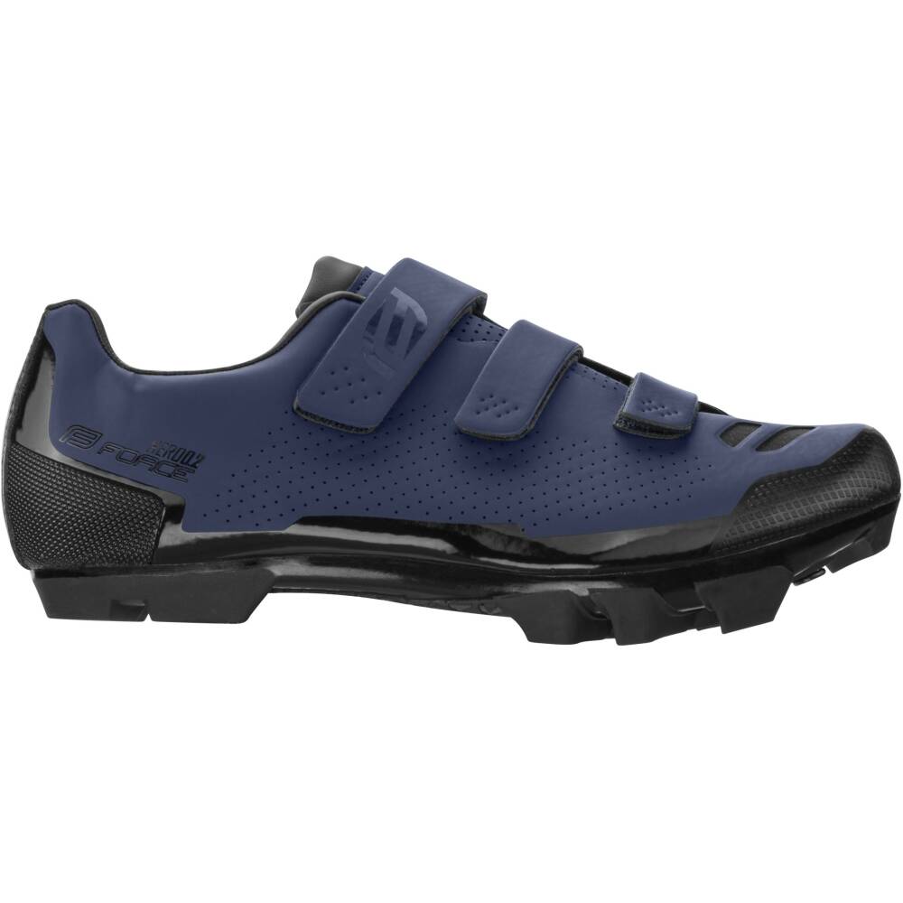 upper part material: synthetic leather<br>outsole: nylon composite<br>stiffness index: 7<br>weight: 345g (1/2 in size 42)<br>fastening with velcro straps<br>reinforced heel and toe part<br>toe part of shoe with rubber - protection for scuff<br>air holes for breathability<br>anatomical shoes insole<br>antislip inner part<br>SPD compatible<br>included replaceable studs and wrench<br>possibility to buy spare studs<br>cleats are not included<br>sizes correspond to the standard sizing of casual shoes<br>packed in FORCE box