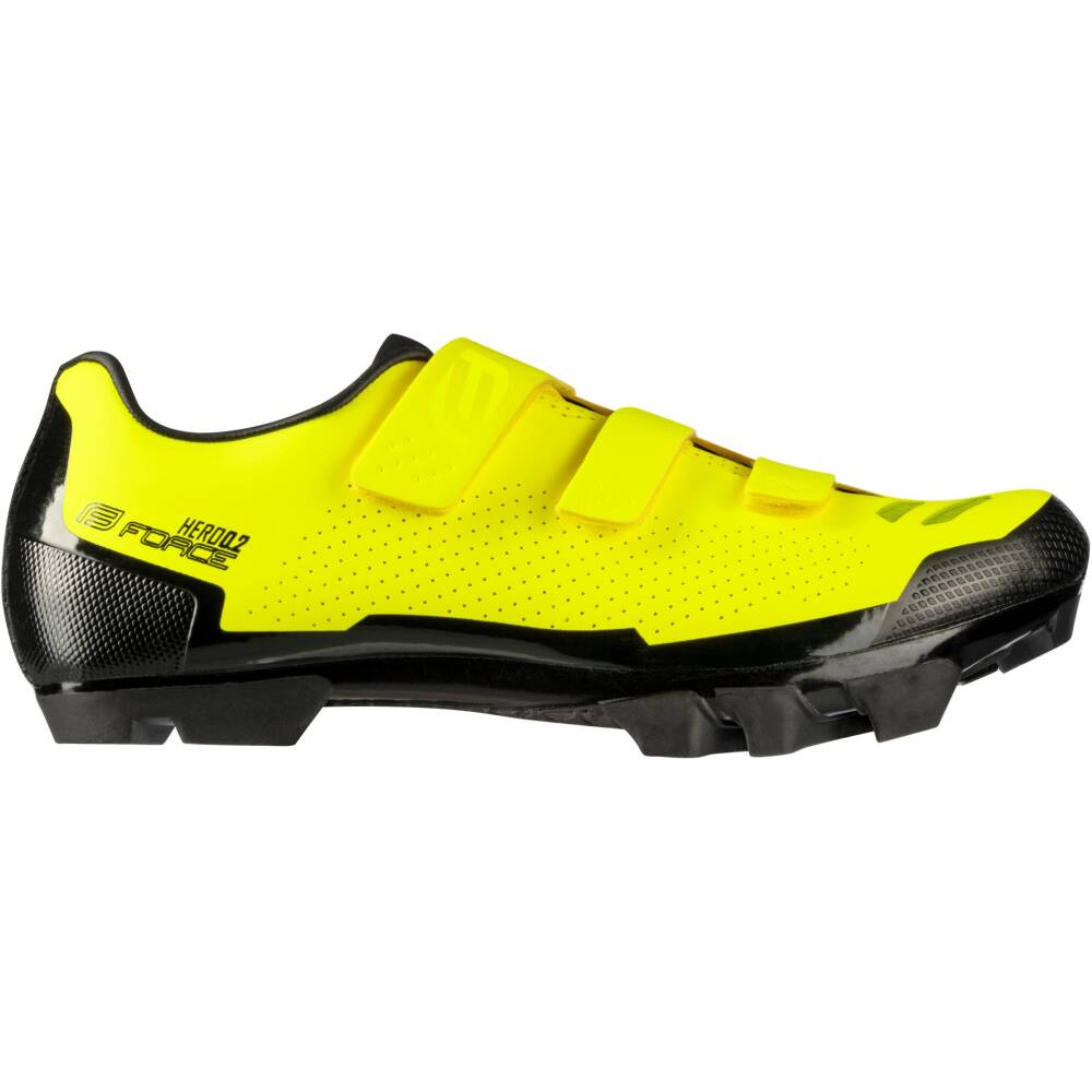 upper part material: synthetic leather<br>outsole: nylon composite<br>stiffness index: 7<br>weight: 345 g (1/2 in size 42)<br>fastening with velcro straps<br>reinforced heel and toe part<br>toe part of shoe with rubber - protection for scuff<br>air holes for breathability<br>anatomical shoes insole<br>antislip inner part<br>SPD compatible<br>included replaceable studs and wrench<br>possibility to buy spare studs<br>cleats are not included<br>sizes correspond to the standard sizing of casual shoes<br>packed in FORCE box