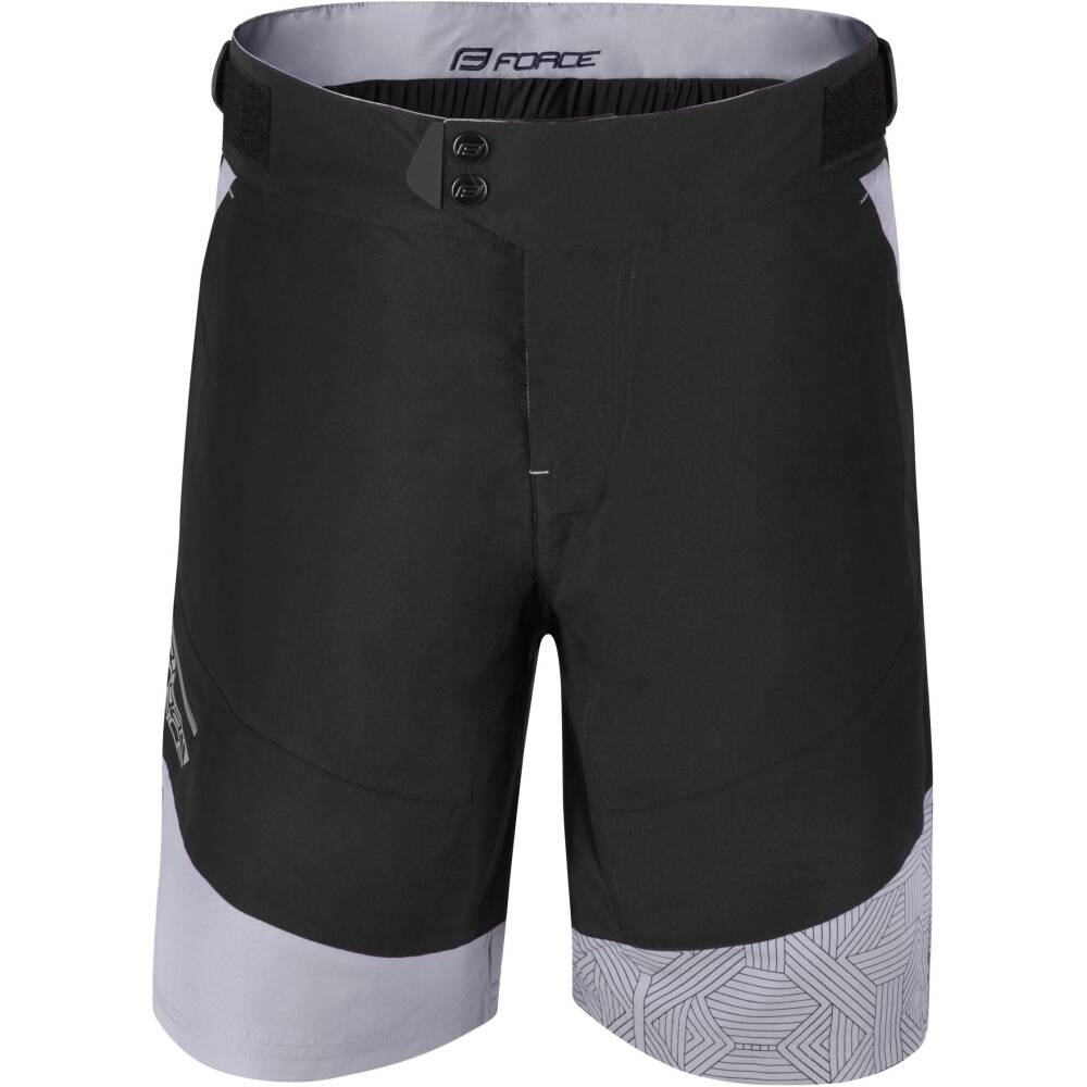 removable inner shorts with anatomical pad<br>velcro strap setting waistband<br>2 front pockets and 1 side pocket with zipper