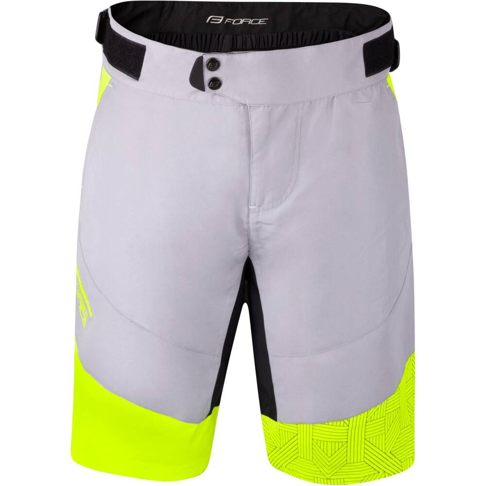 removable inner shorts with anatomical pad<br>velcro strap setting waistband<br>2 front pockets and 1 side pocket with zipper