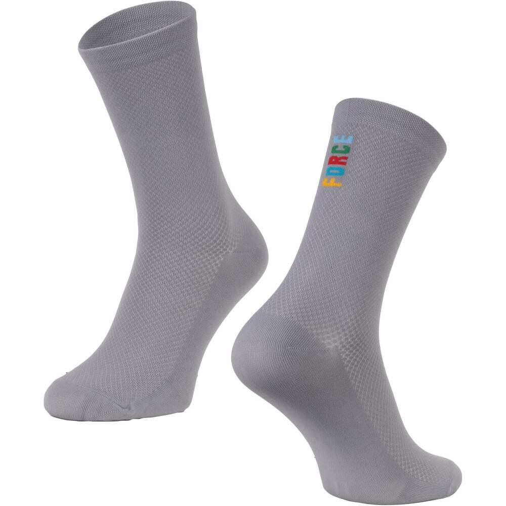 higher cycling socks FORCE suitable for other sports<br>size S-M corresponds to EUR 36 - 41 / UK 4 - 7<br>size L-XL corresponds to EUR 42 - 46 / UK 8 - 11<br>highly breathable material<br>unstretched height is 17 cm<br>heel height 19 cm<br>material: Nylon 85%