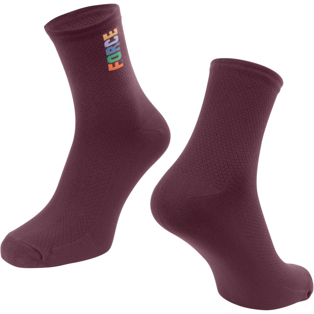 cycling socks FORCE suitable for other sports<br>size S-M corresponds to EUR 36 - 41 / UK 4 - 7<br>size L-XL corresponds to EUR 42 - 46 / UK 8 - 11<br>highly breathable material<br>unstretched height is 10 cm<br>heel height 12 cm<br>material: Nylon 85%