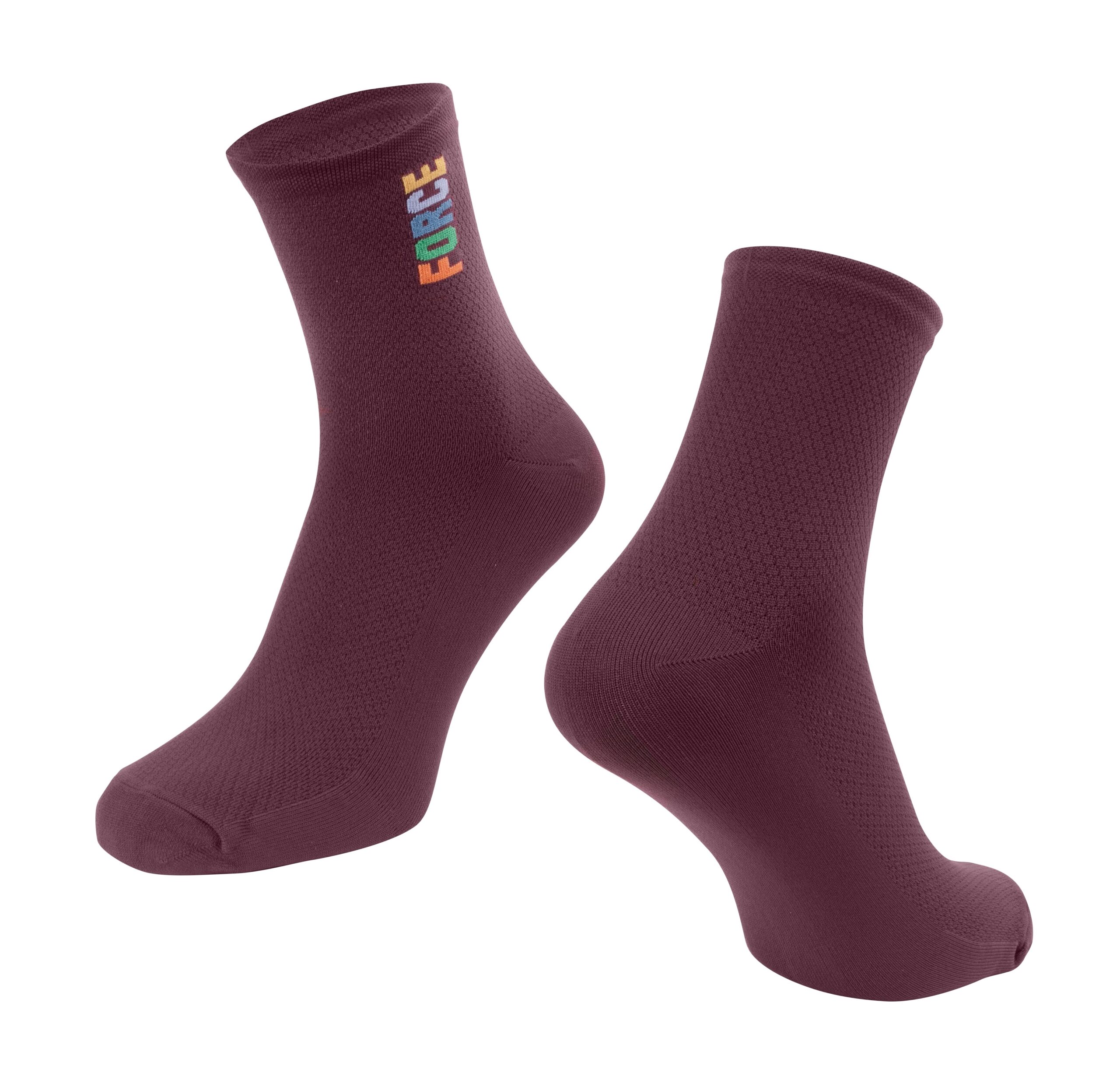 cycling socks FORCE suitable for other sportssize S-M corresponds to EUR 36 - 41 / UK 4 - 7size L-XL corresponds to EUR 42 - 46 / UK 8 - 11highly breathable materialunstretched height is 10 cmheel height 12 cmmaterial: Nylon 85%