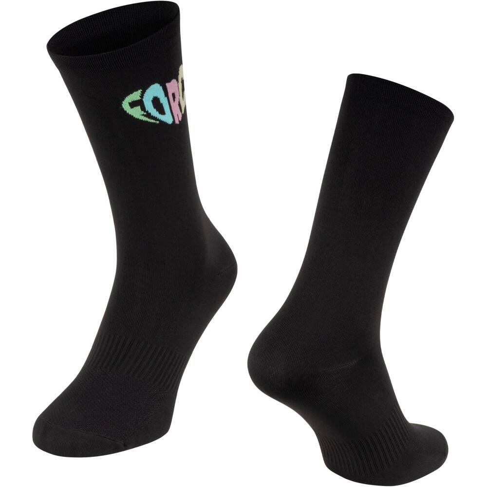 higher cycling socks FORCE suitable for other sports<br>size S-M corresponds to EUR 36 - 41 / UK 4 - 7<br>size L-XL corresponds to EUR 42 - 46 / UK 8 - 11<br>protects against bruises from shoes (instep) <br>highly breathable material<br>unstretched height is 23 cm<br>heel height 25 cm<br>divided into R and L sock<br>material: Nylon 85%