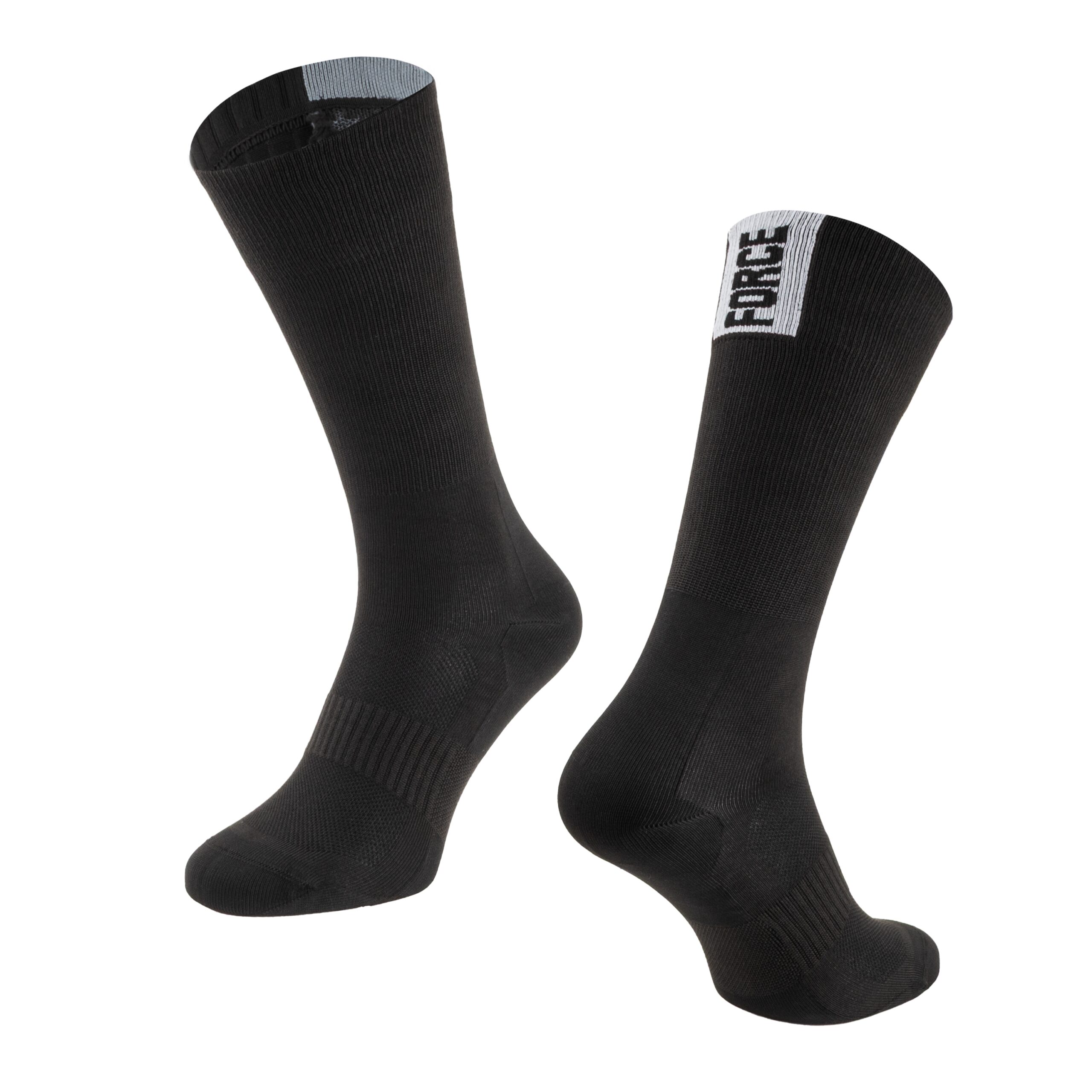 higher cycling socks FORCE suitable for other sportssize S-M corresponds to EUR 36 - 41 / UK 4 - 7size L-XL corresponds to EUR 42 - 46 / UK 8 - 11protects against bruises from shoes (instep) highly breathable materialunstretched height is 24 cmheel height 26 cmdivided into R and L sockmaterial: Nylon 85%